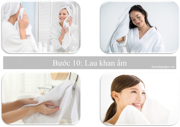 Liệu trình tắm trắng - Bước 10: Lau khăn ấm